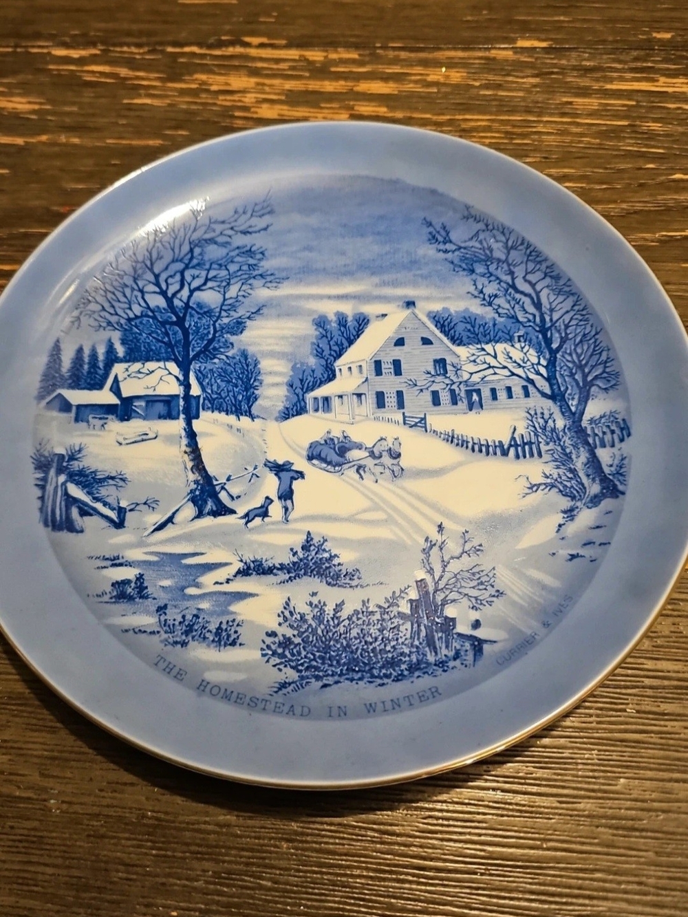 Blue and White Winter Homestead Decorative Dinner Plate